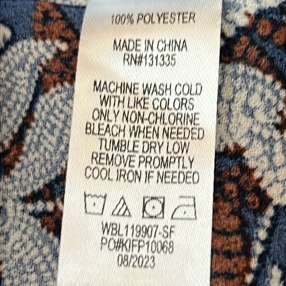 Nine Britton (Stitch Fix) Women’s Blouse Sz S Navy/Brown/Tan Polyester NWT - Picture 10 of 12